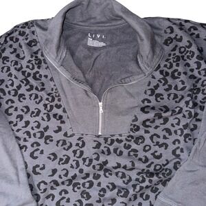 LIVI‎ Activewear Women's Grey Leopard Print Quarter Zip Sweatshirt Size 18/20